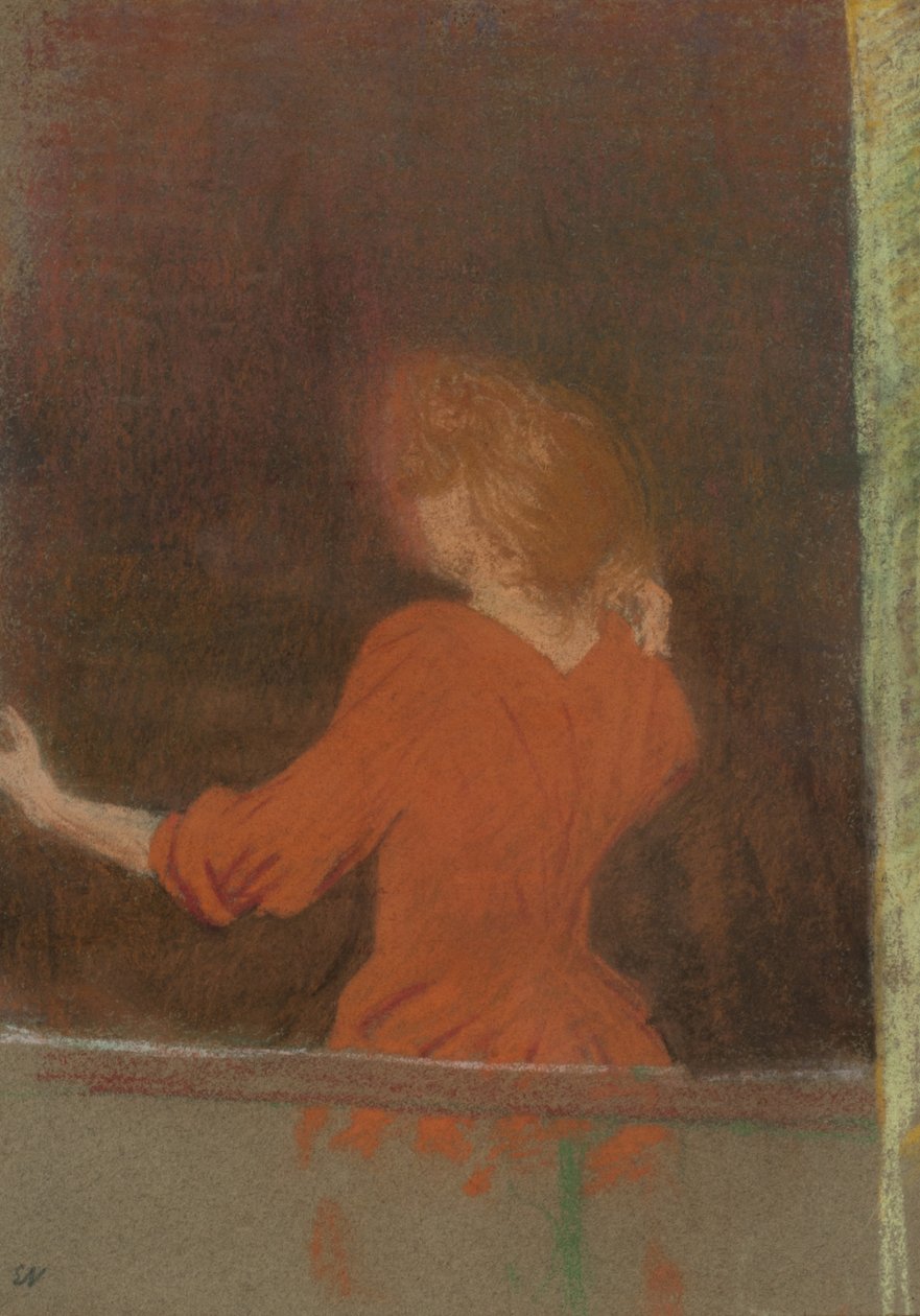 Nainen punaisessa, n. 1890-1891 (pastelli pahville) tekijältä Edouard Vuillard