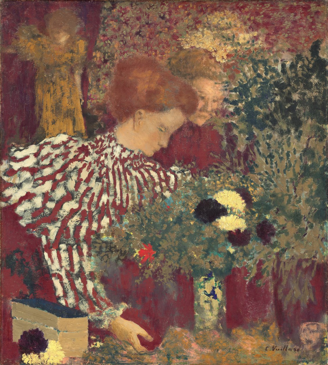 Nainen raidallisessa mekossa tekijältä Edouard Vuillard