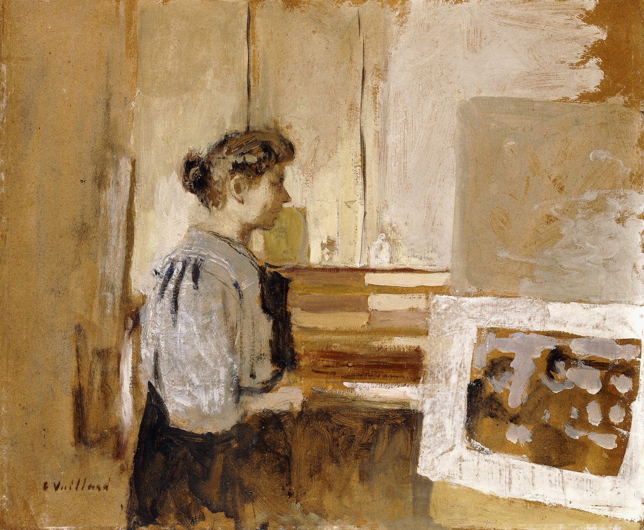 Nainen studiossa, n. 1915 tekijältä Edouard Vuillard