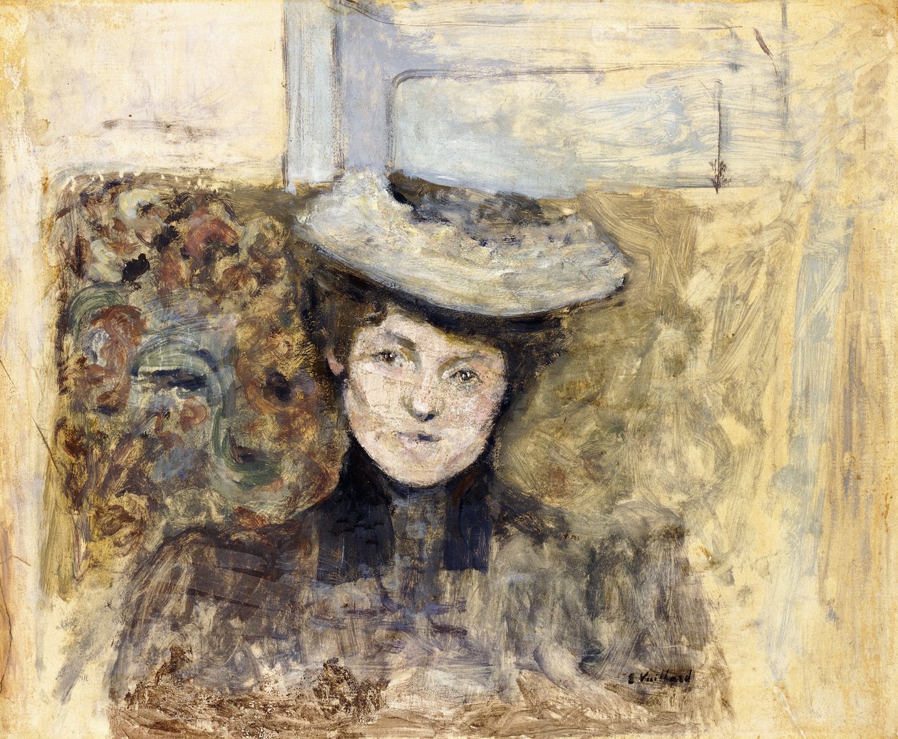 Nainen, jolla on verkkohattu; Nainen tyllihatussa, n. 1901-03 tekijältä Edouard Vuillard