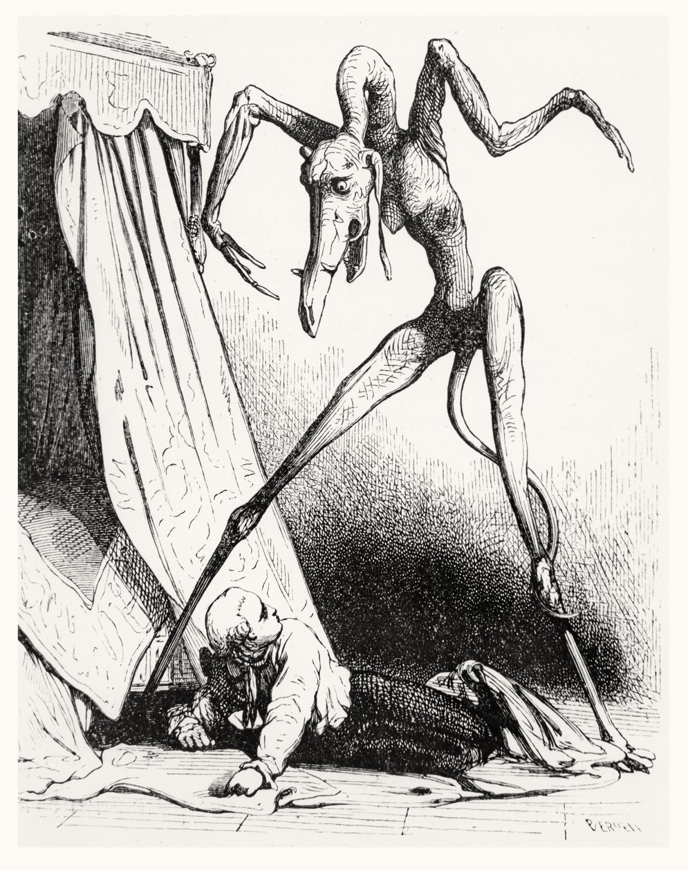 Kuvitus elokuvaan The Devil in Love, 1845 tekijältä Edouard de Beaumont