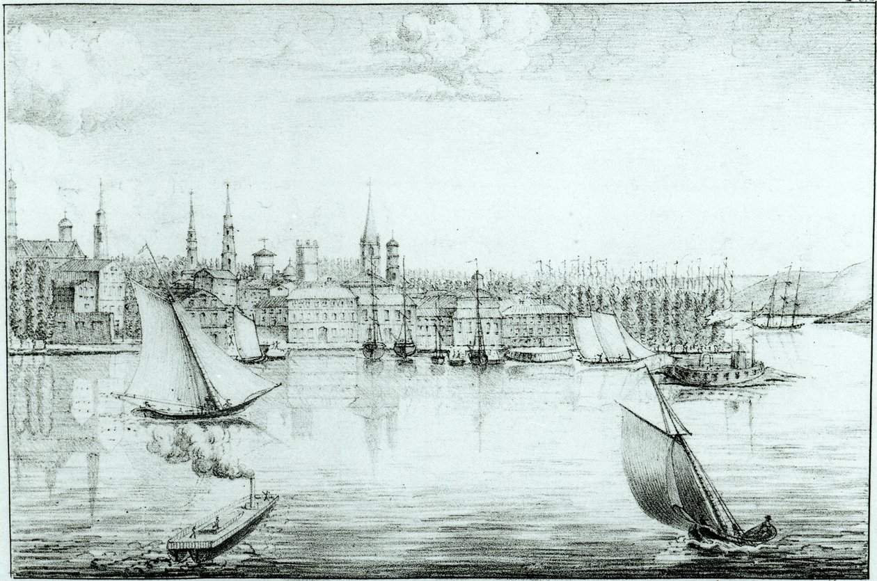 New York lännestä, de Montule, 1821:n kokoelmasta "Karttoja ja näkymiä matkasta Amerikassa Italiassa Sisiliassa ja Egyptissä" tekijältä Edouard de Montule