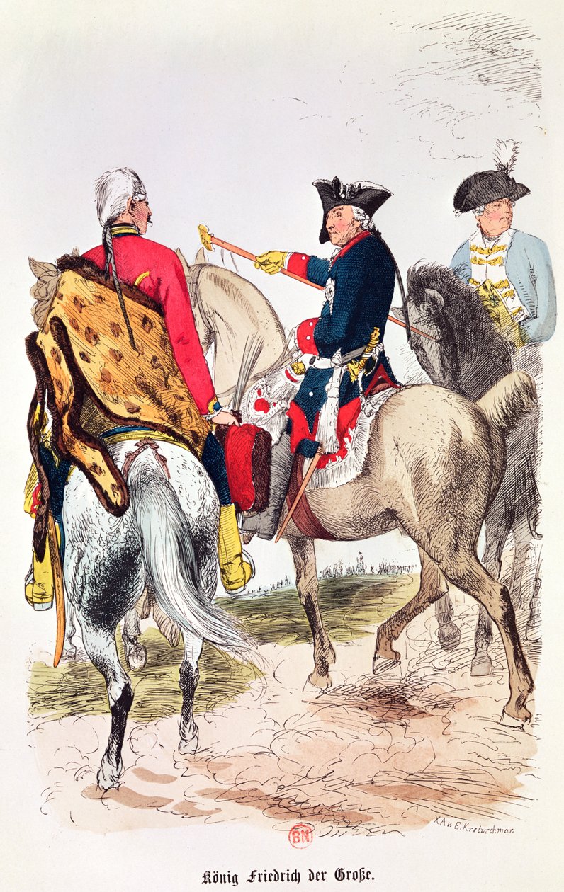 Frederick II (1712-86) Suuri, kuvitus E. Langen teoksesta Frederic de Prusse tekijältä Eduard Kretzschmar