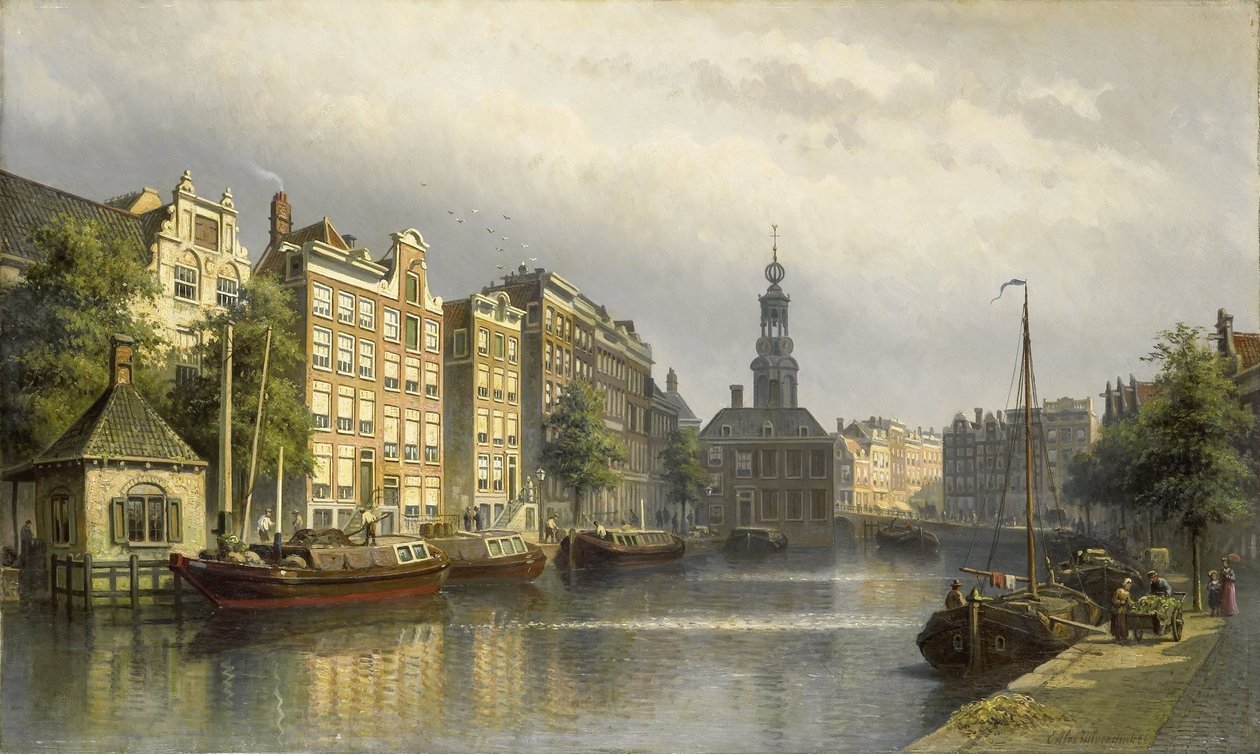 Singel, Amsterdam, katselee rahapajaa kohti. tekijältä Eduard Alexander Hilverdink