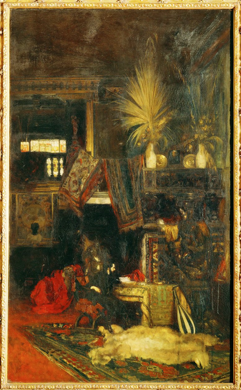 Taidemaalari Hans Makart ateljeessaan ... (maalaus kankaalle) tekijältä Eduard Charlemont