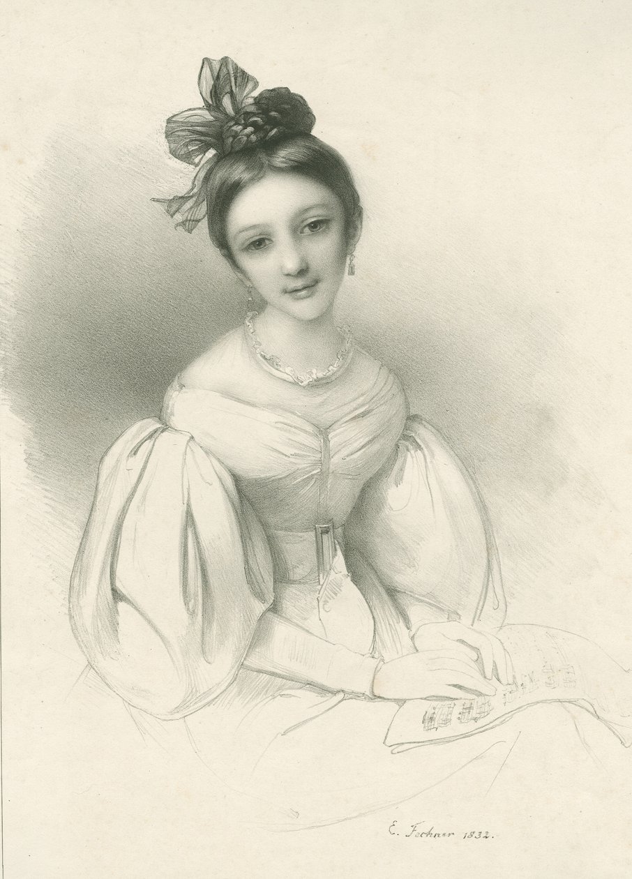 Clara Wieck-Schumannin muotokuva 1819-1896, 1832. tekijältä Eduard Clemens Fechner