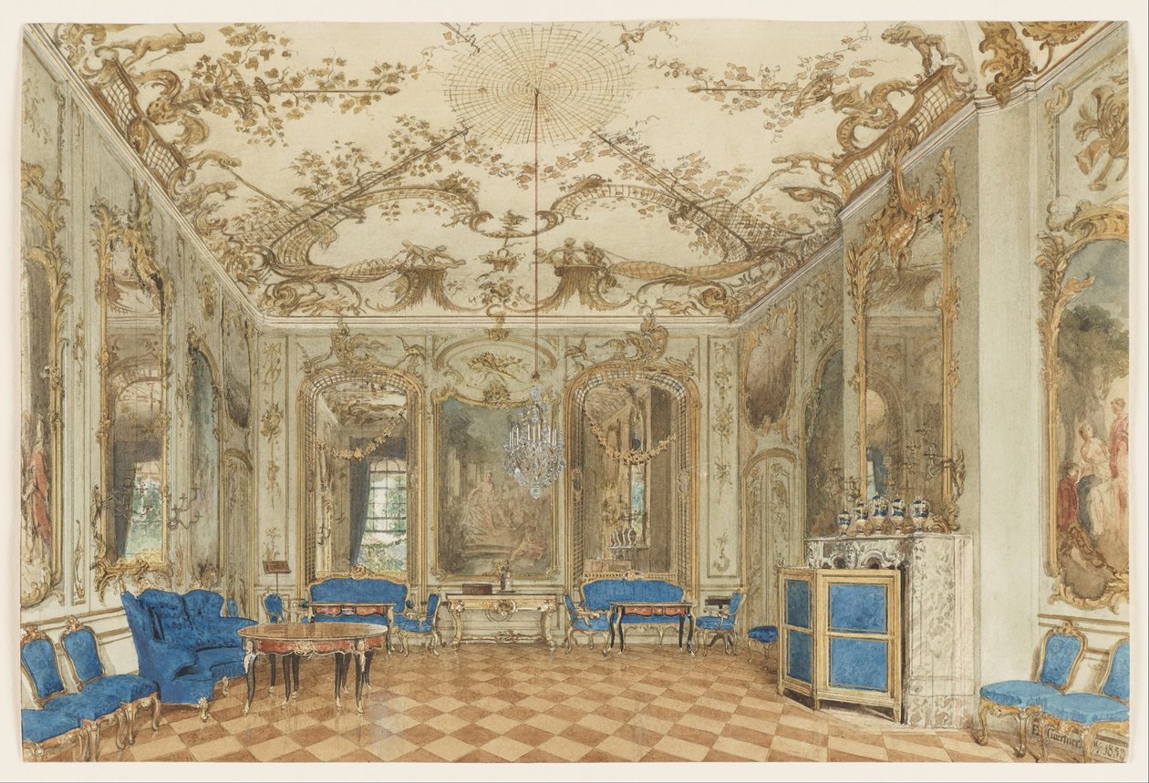 Sanssoucin palatsin konserttisali, Potsdam, Saksa tekijältä Eduard Gaertner