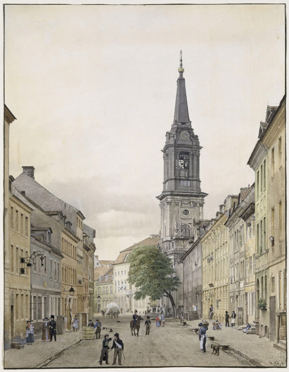 Klosterstraße ja Parochialkirche Berliinissä tekijältä Eduard Gaertner