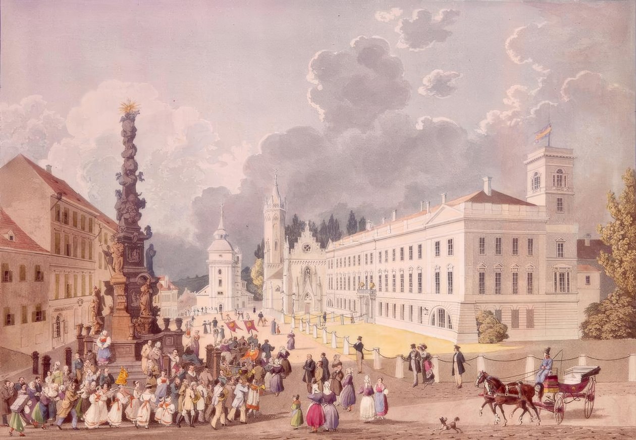 Das Hochfürstl. Palais auf dem Schloßplatze tekijältä Eduard Gurk