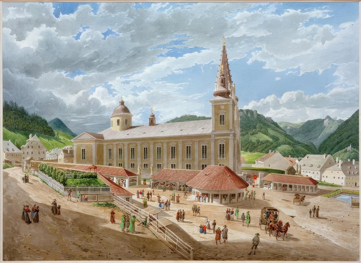 Mariazellin basilika kirkkoaukiolta tekijältä Eduard Gurk