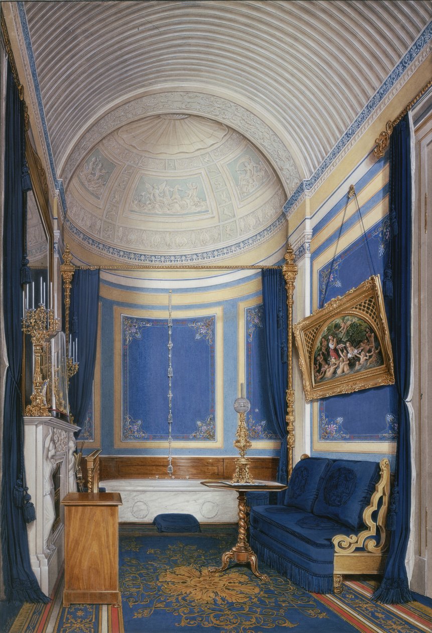 Talvipalatsin sisätilat. Keisarinna Maria Aleksandrovnan kylpyhuone, 1850-luku tekijältä Eduard Hau