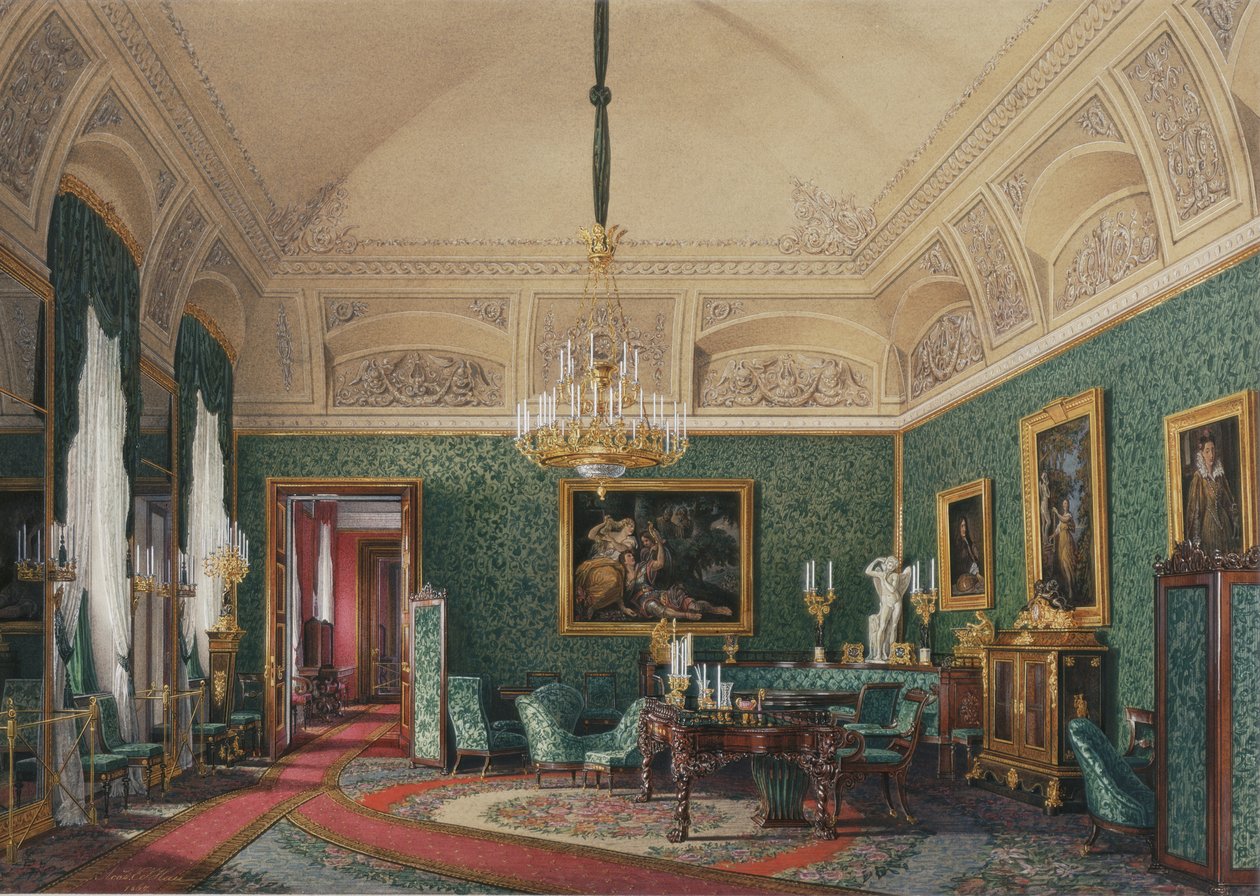 Talvipalatsin sisätilat. Ensimmäinen varattu asunto. Suuri prinsessa Maria Nikolajevna, 1867 tekijältä Eduard Hau