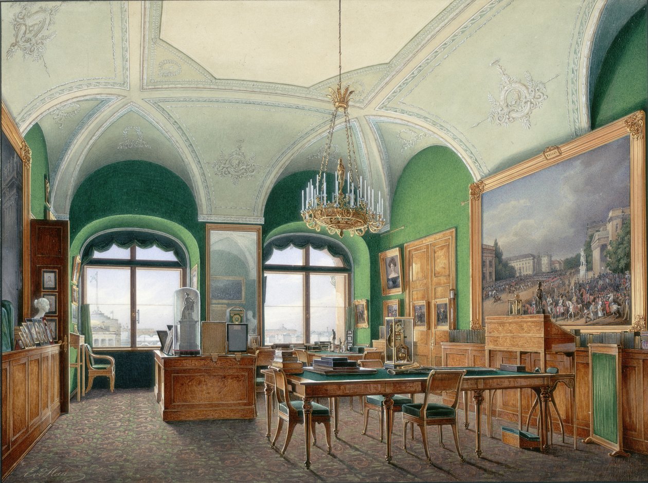 Talvipalatsin sisätilat. Suuri tutkimus keisari Nikolai I:stä, 1860-luku tekijältä Eduard Hau