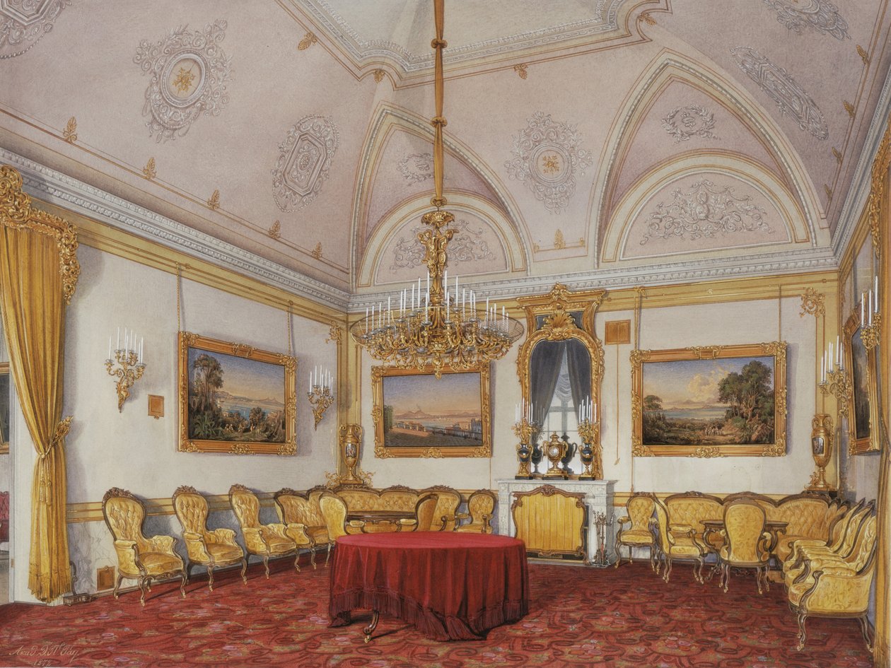 Talvipalatsin sisätilat. Kolmas varattu asunto. Sali, 1872 tekijältä Eduard Hau