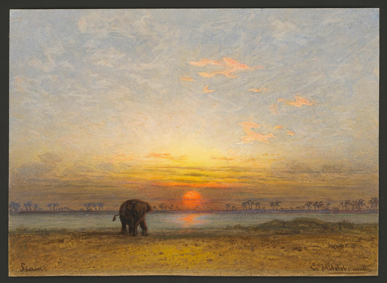 Auringonlasku Siamissa tekijältä Eduard Hildebrandt