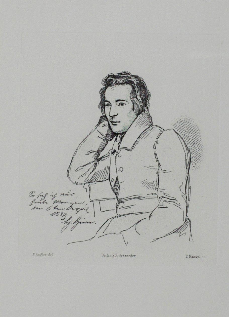 Runoilija Heinrich Heinen muotokuva 1797-1856 Franz Kuglerin mukaan vuodesta 1829, 1854 tekijältä Eduard Mandel