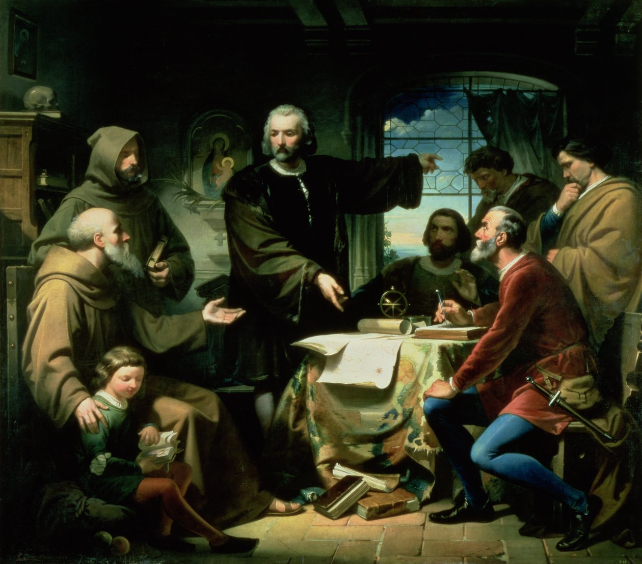 Kristoffer Kolumbus (1451-1506) la Rabidan luostarissa, 1856 tekijältä Eduardo Cano de la Peña