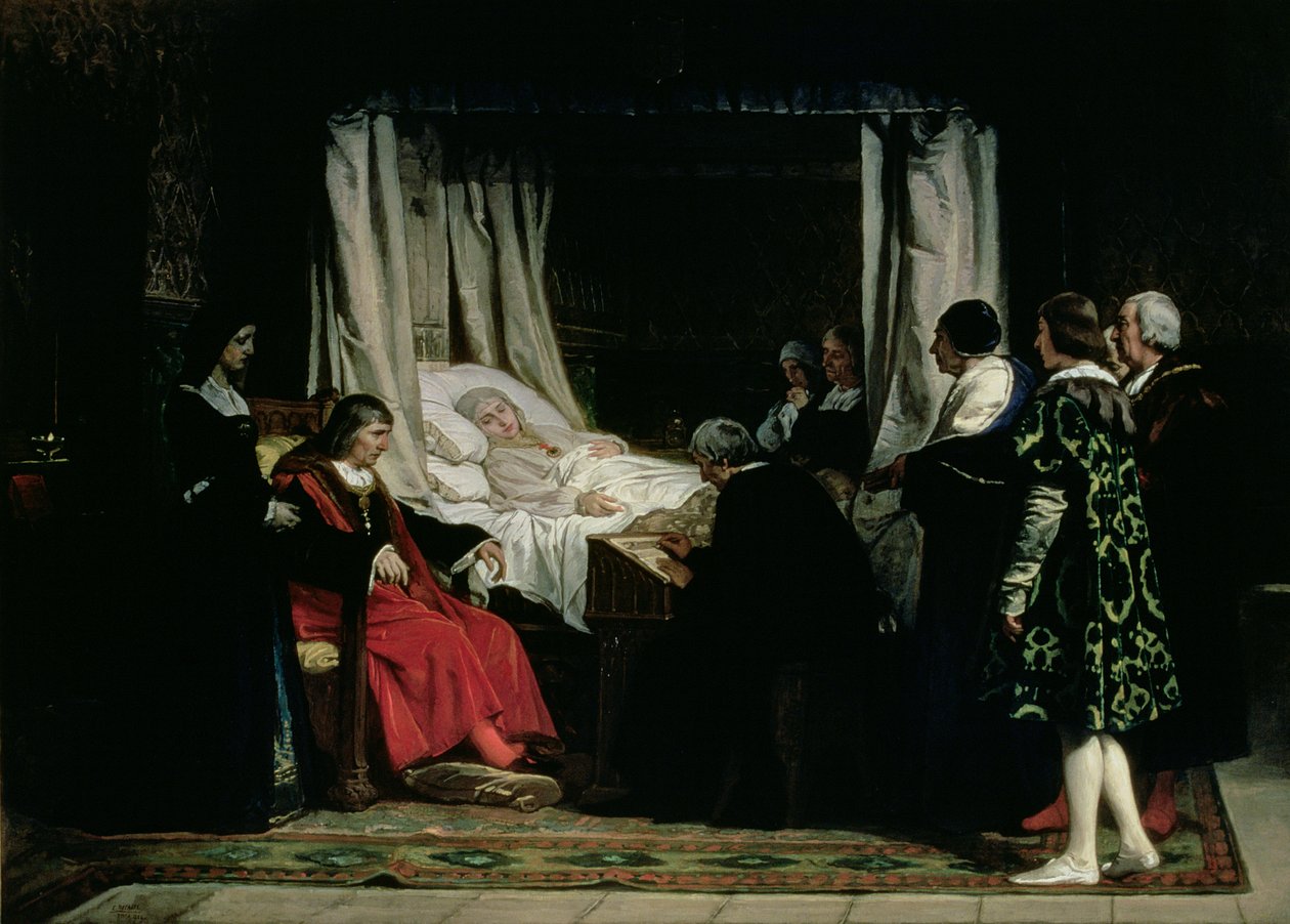 Kuningatar Isabella Katolisen (1451-1504) testamentti 1864 tekijältä Eduardo Rosales