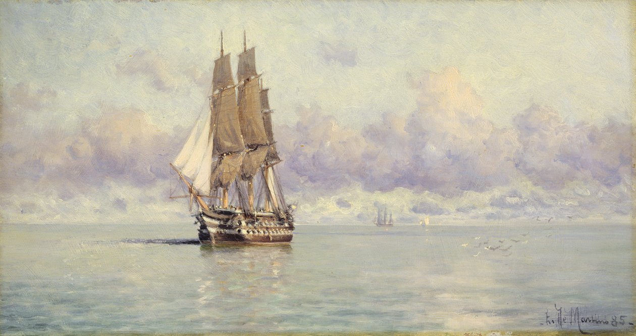 Man-O-War Becalmed, 1885 tekijältä Eduardo de Martino