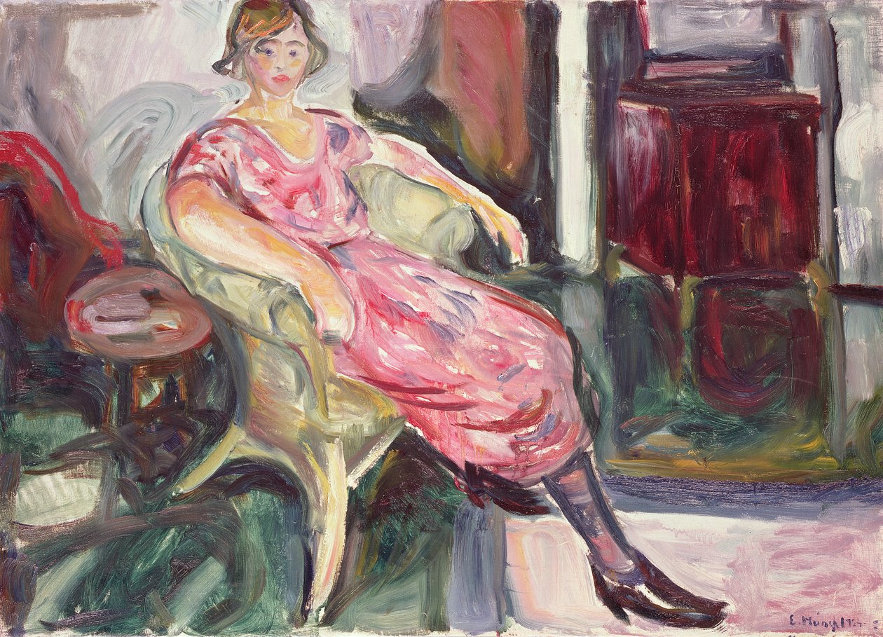 Nainen pajutuolissa, 1924-25 tekijältä Edvard Munch