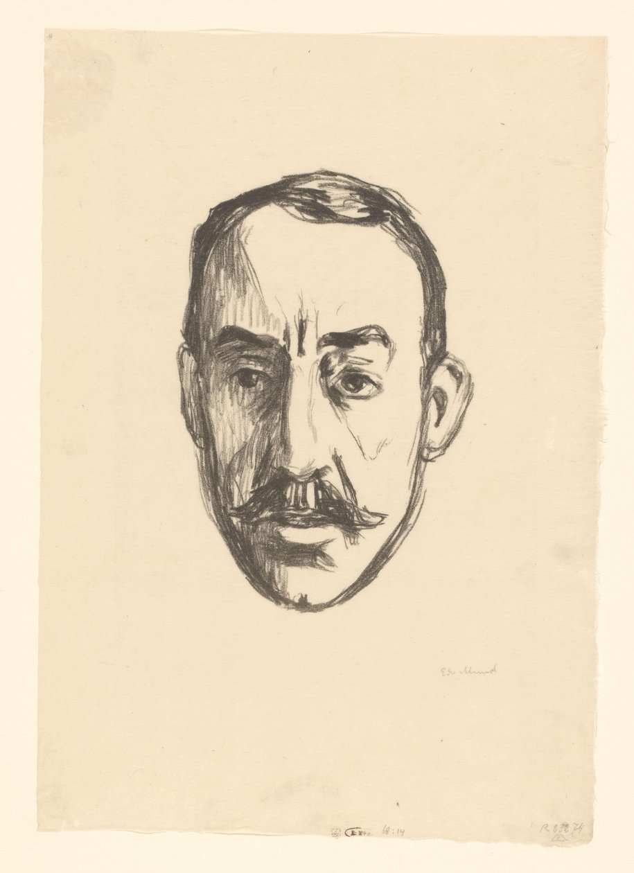 Henry van de Velden muotokuva Henry van de Velde (alkuperäinen nimi) tekijältä Edvard Munch (signed by artist)