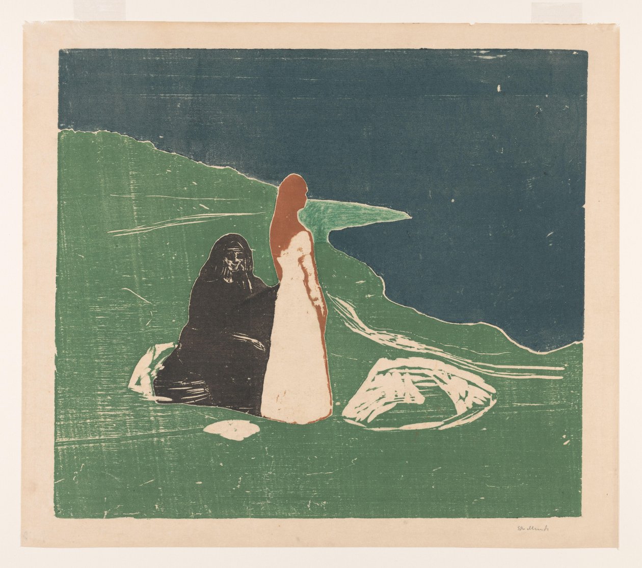Kaksi naista rannalla (alkuperäinen nimi) tekijältä Edvard Munch (signed by artist)