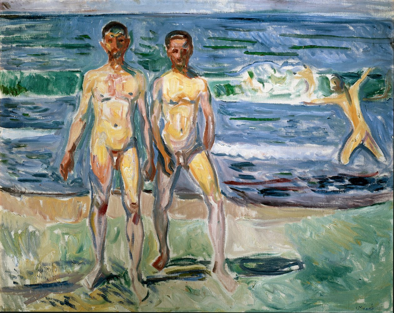 Edvard Munchin (1863-1944) Bathers Painting 1940-1942 su. 149,5x120 cm Wien, Kunsthistorisches Museum, Nue Gallery in der Stallburg tekijältä Edvard Munch