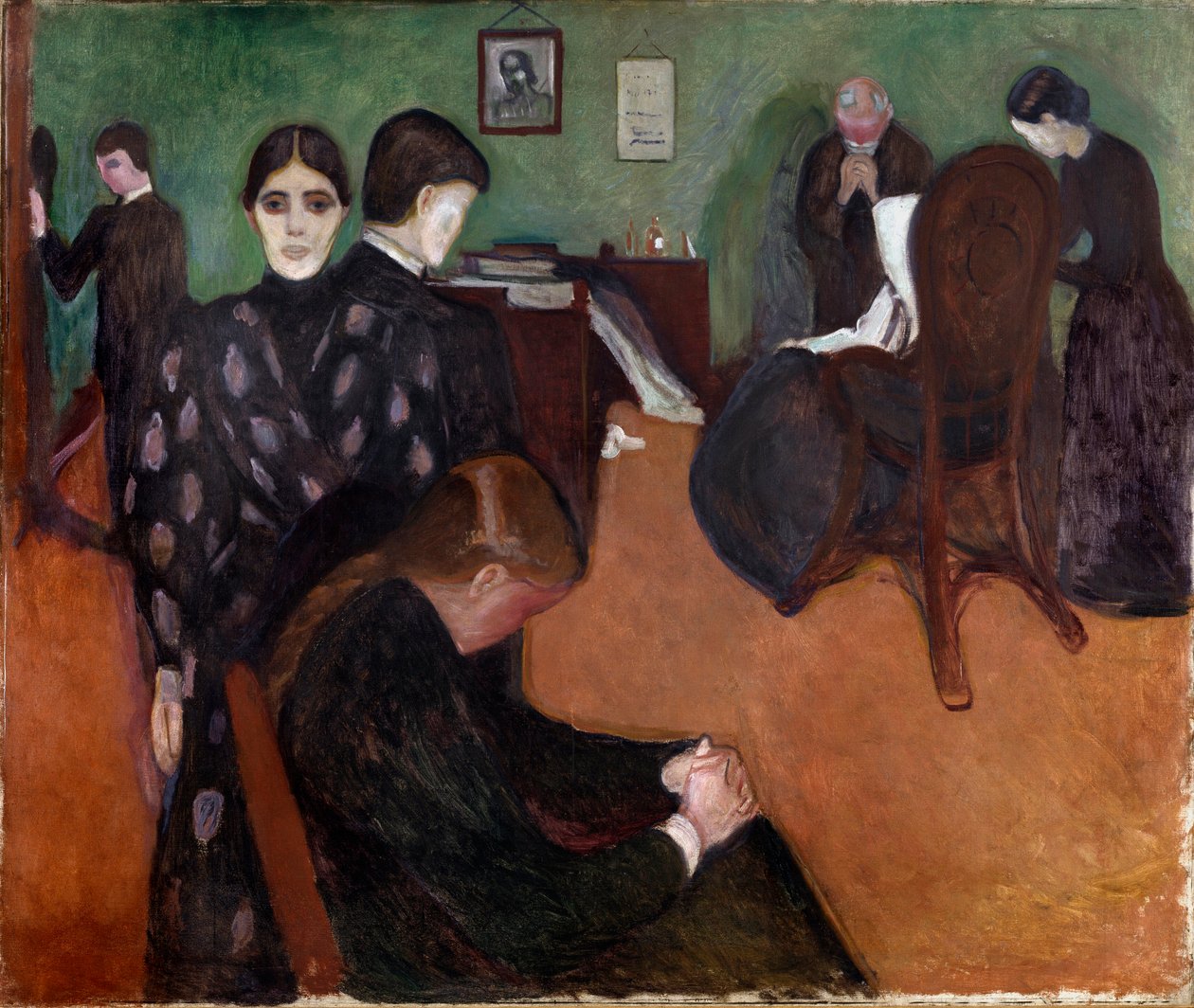 Edvard Munchin (1863-1944) maalaus Kuolema sairaiden kammiossa tekijältä Edvard Munch