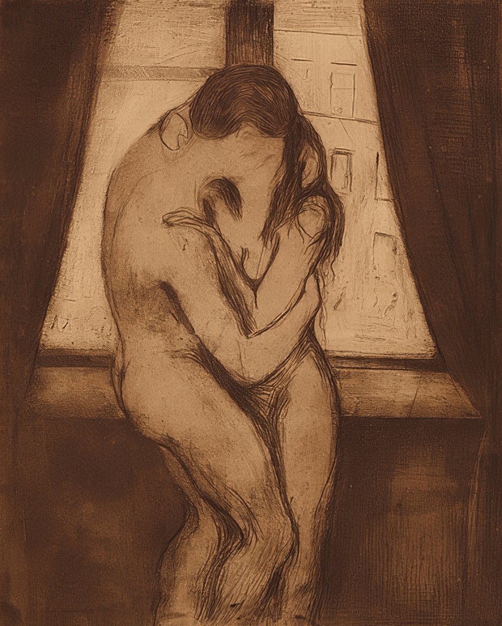 Suudelma. 1895 tekijältä Edvard Munch