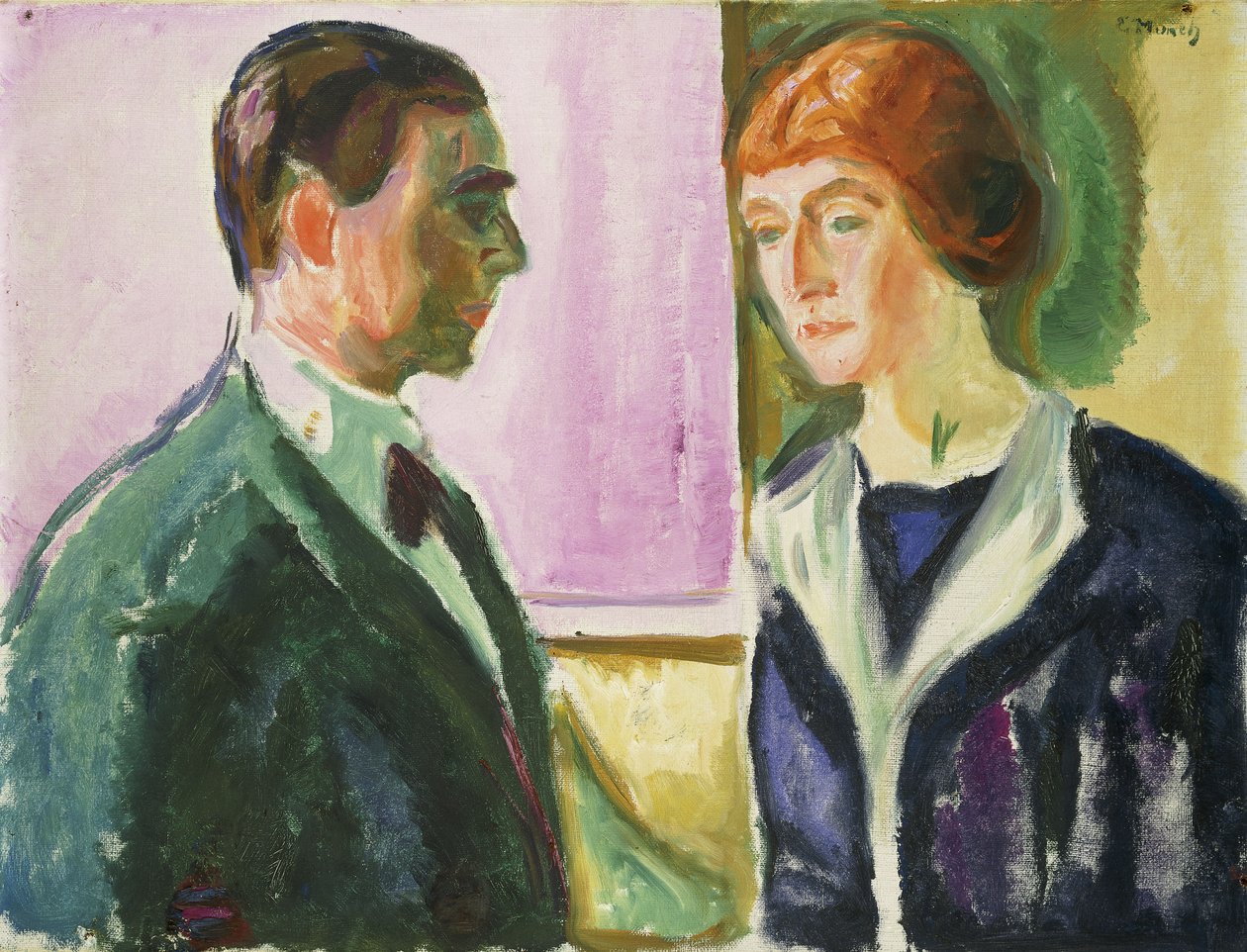 Jäähyväiset (Hugon ja Kathe Perlsin kaksoismuotokuva); Jäähyväiset (Hugo ja Kathe Perlsin kaksoismuotokuva), n. 1912 (öljy kankaalle) tekijältä Edvard Munch