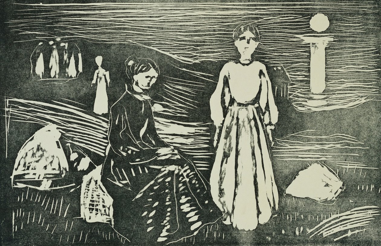 Naiset meren rannalla kesäyönä (SSH. 339) tekijältä Edvard Munch