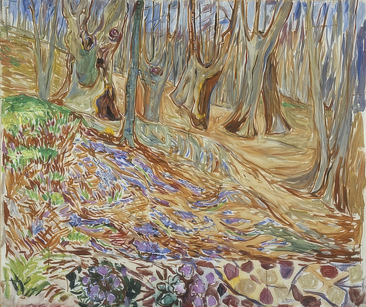 Kevät jalavametsässä. Noin 1923 tekijältä Edvard Munch