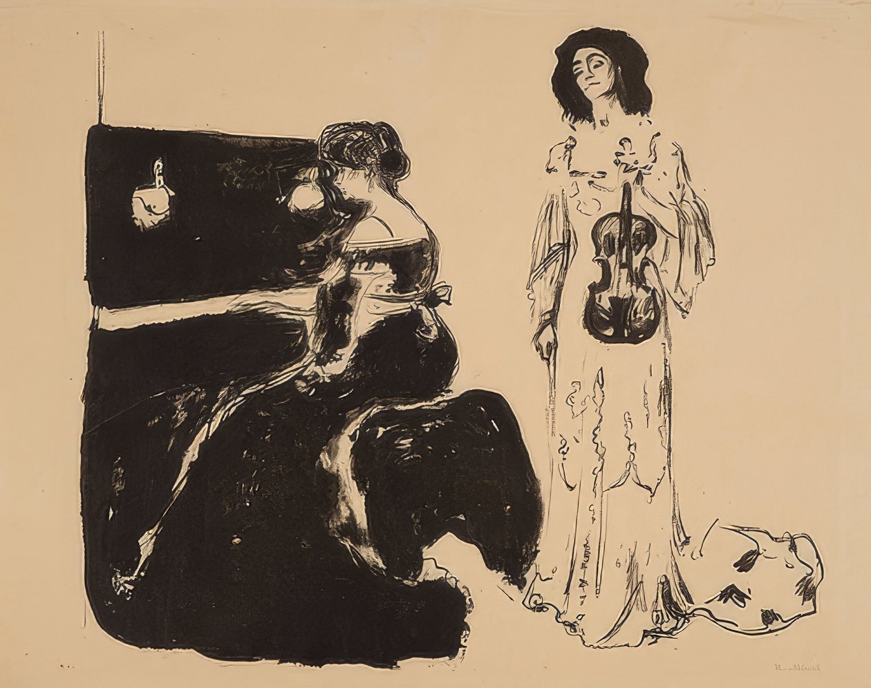 Viulu konsertti. Eva Mudocci (viulu) ja Bella Edvards. 1903 tekijältä Edvard Munch