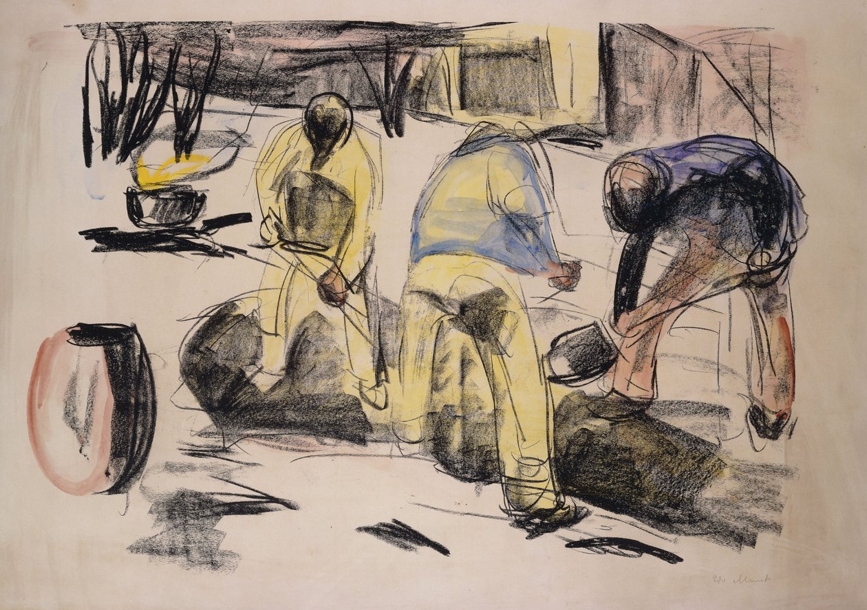 hautaustyöntekijät; Kaivutyöläiset tekijältä Edvard Munch
