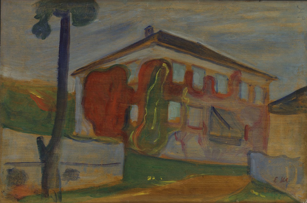 Talo Red Virginia Creeperillä, n. 1900 (öljy aluksella) tekijältä Edvard Munch