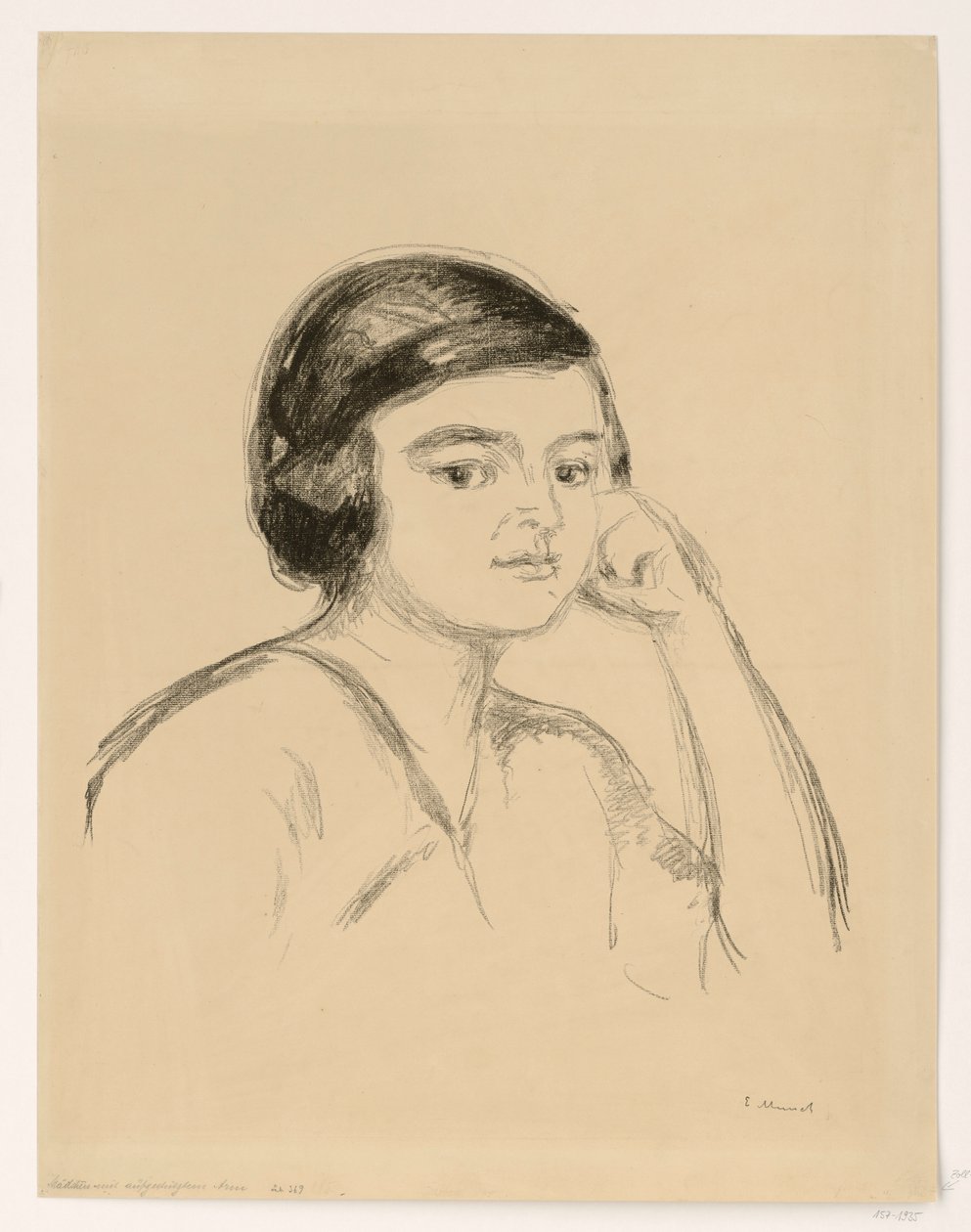 Nuori nainen (nuori nainen käsi poskella; tyttö käsivarteensa nojaten) tekijältä Edvard Munch