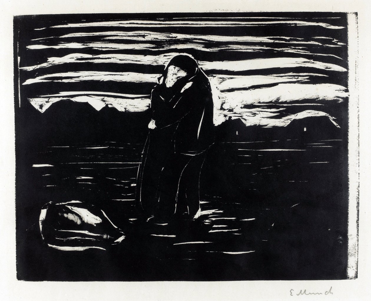""Kiss in the Fields"" (Kiss in the Field) Kaiverrus Edvard Munch (1863-1944) tekijältä Edvard Munch