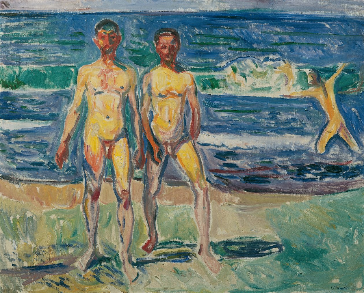 miehet meren rannalla tekijältä Edvard Munch