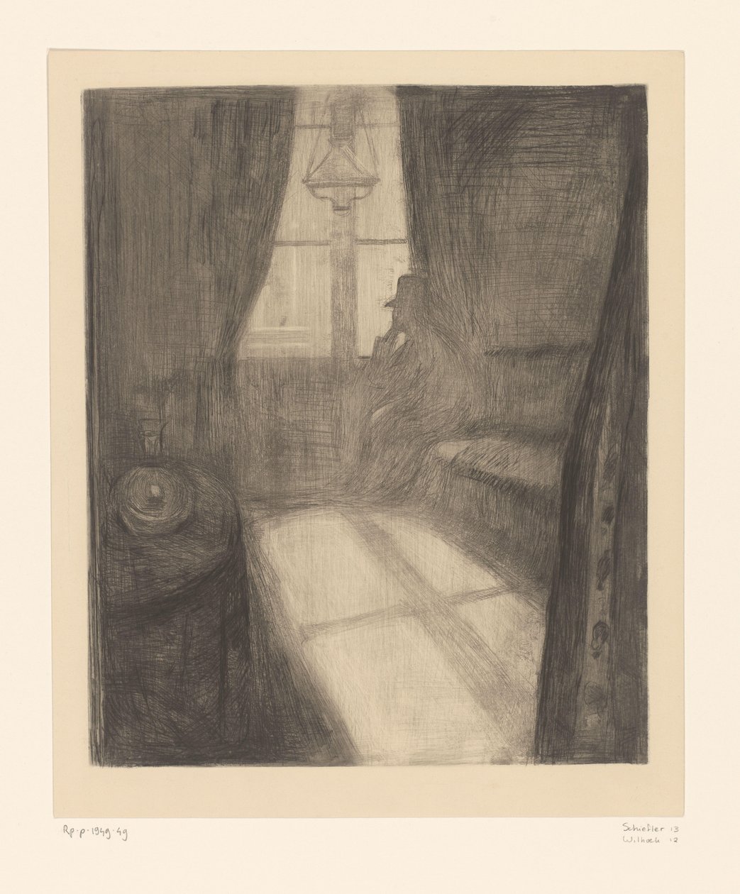 Mies sisätiloissa istuu ikkunan vieressä Kuutamo. Night in Saint-Cloud (alkuperäinen nimi) tekijältä Edvard Munch