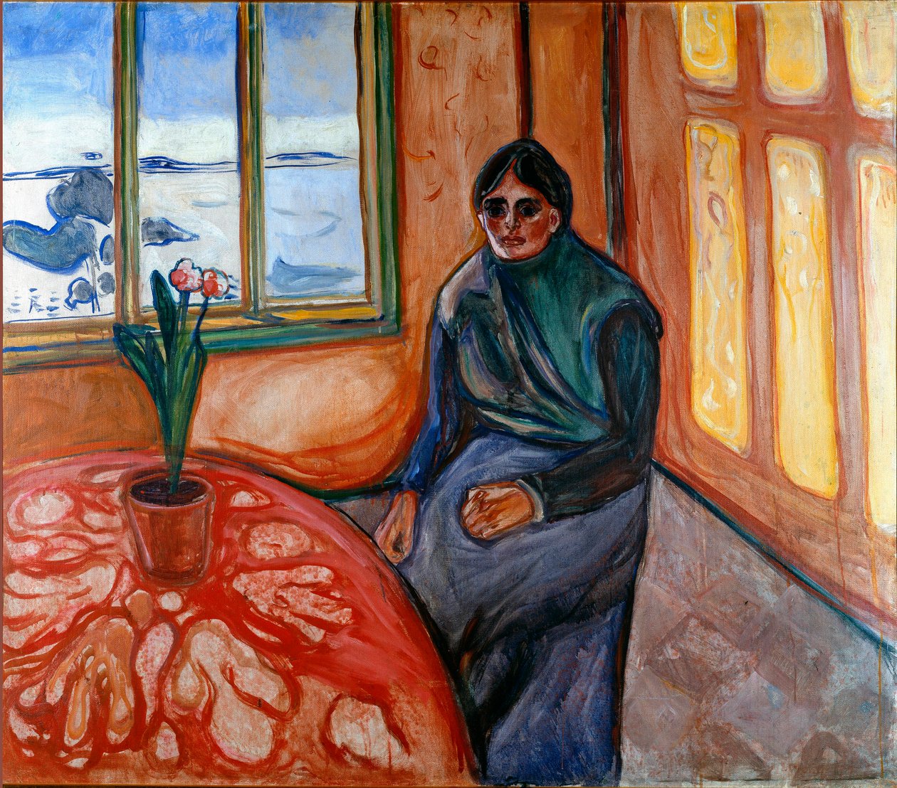 Edvard Munchin (1863-1944) Melankolia (Laura) maalaus 1899 su. 110x126 cm Oslo, Municipal Art Collections Munch Museum (Musee Munch) tekijältä Edvard Munch