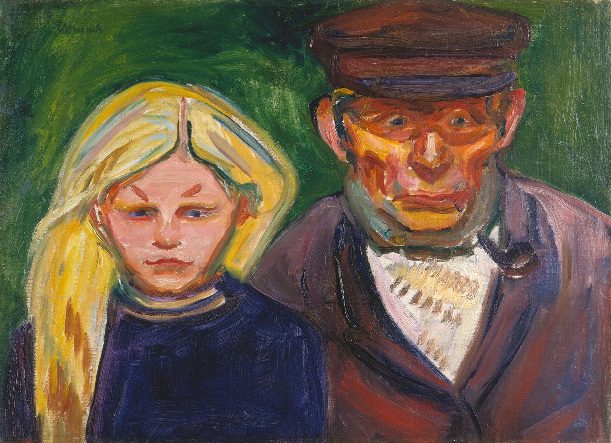 Vanha kalastaja ja hänen tyttärensä tekijältä Edvard Munch