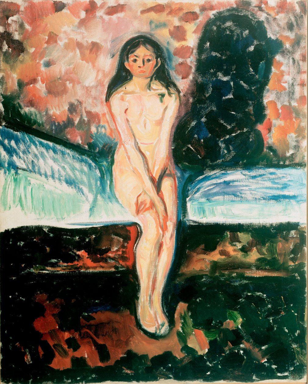 Murrosiän tutkimus. Edvard Munchin (1863-1944) maalaus Ennen vuotta 1895 Oslo, Kommunes Kunstsamlinger Munch-Museet (Musee Munch) tekijältä Edvard Munch