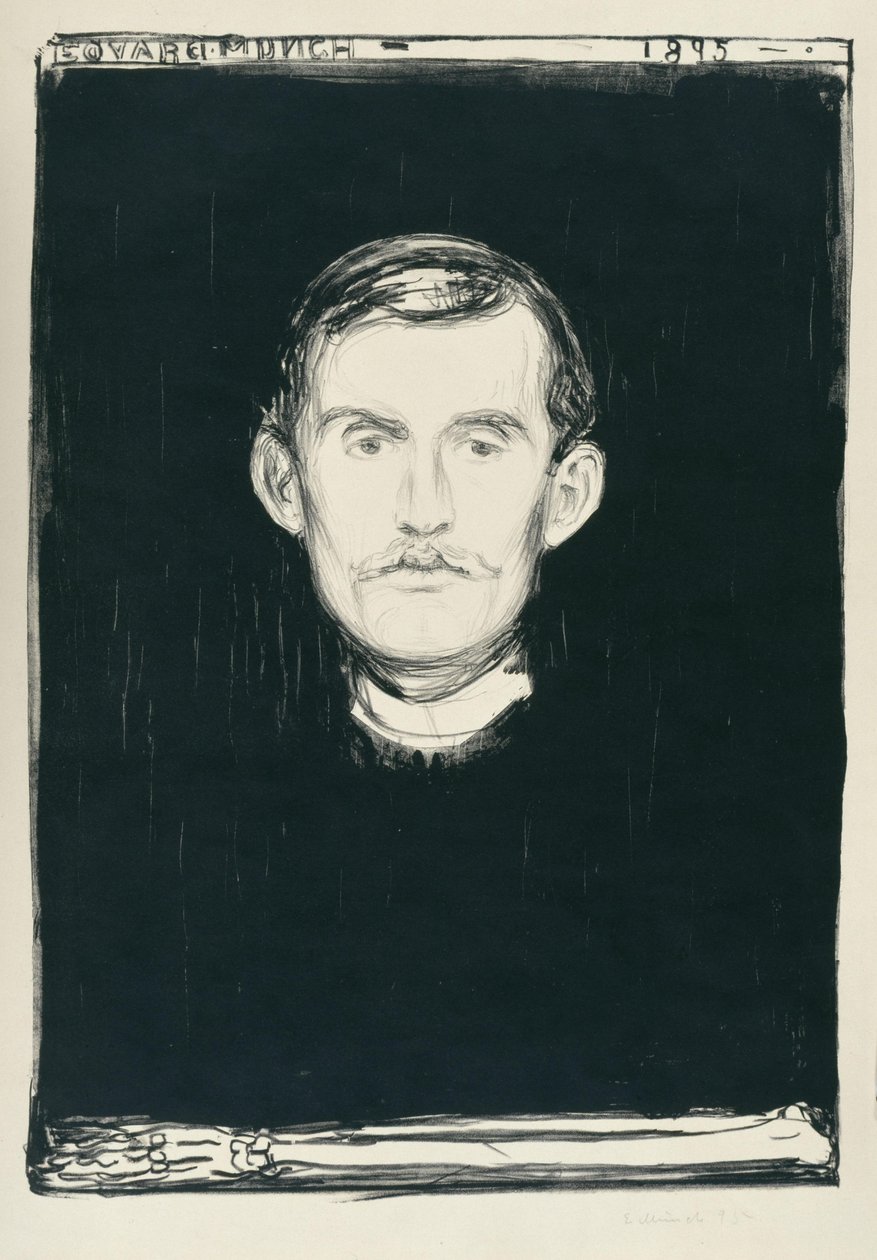 Omakuva (luurankomainen käsi) tekijältä Edvard Munch