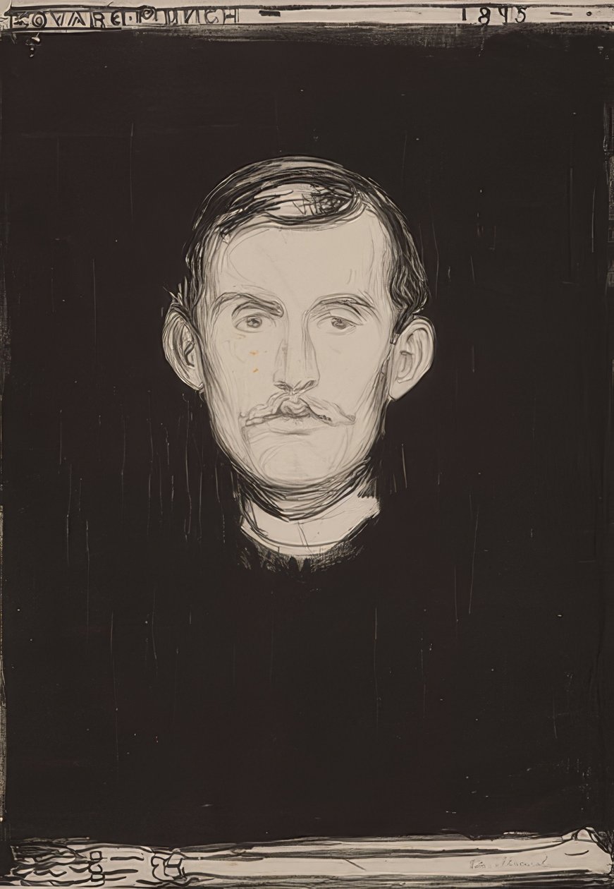 Omakuva. 1895 tekijältä Edvard Munch