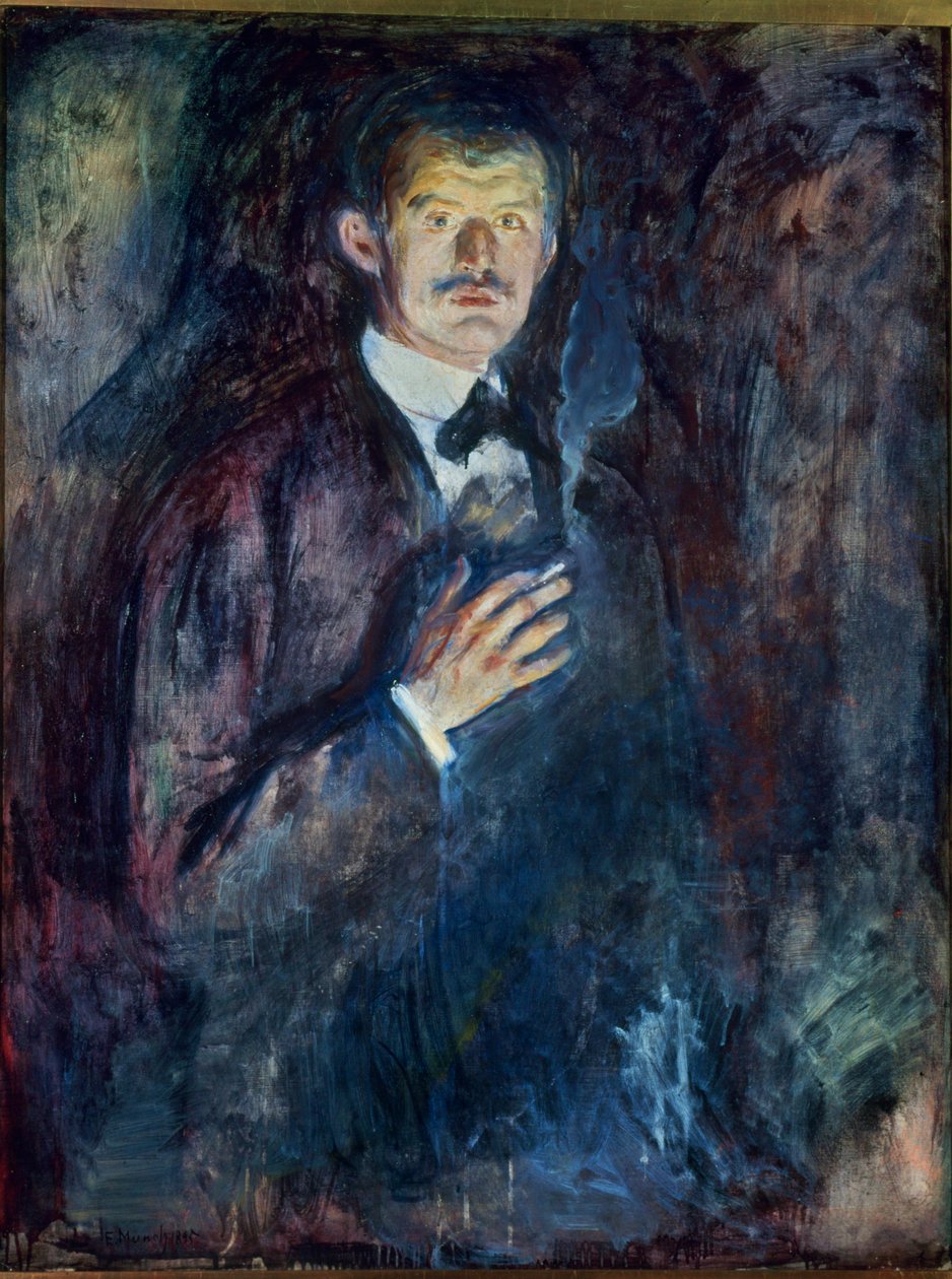 Omakuva savukkeen kanssa (öljy kankaalle) tekijältä Edvard Munch