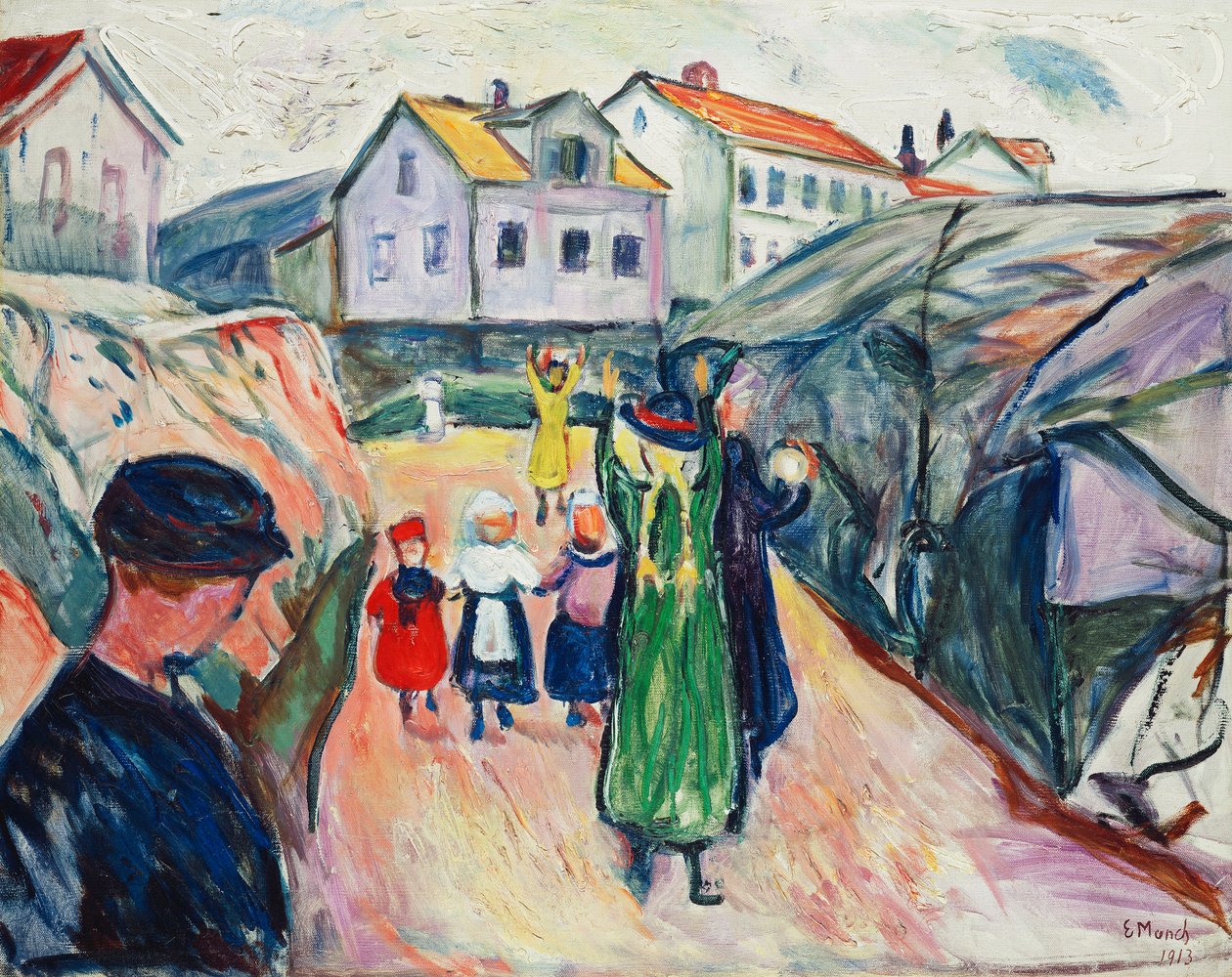 Street in Kragero (Street in Kragero); Dorfstrasse Kragero (katu Kragerossa) tekijältä Edvard Munch
