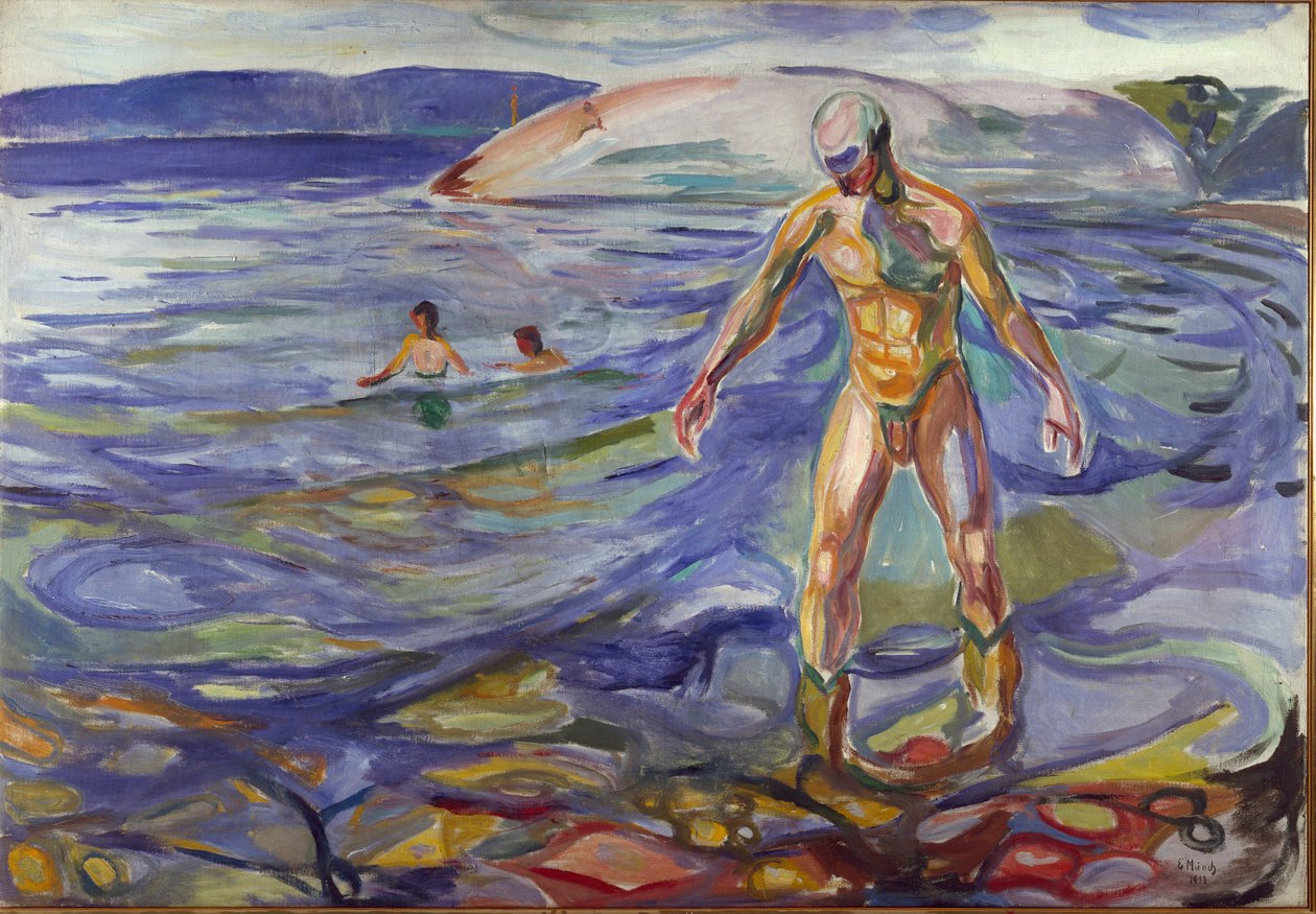 Edvard Munchin (1863-1944) Kylpylämaalaus 1918 su. 138x199,5 cm Oslo, Kunnalliset taidekokoelmat tekijältä Edvard Munch