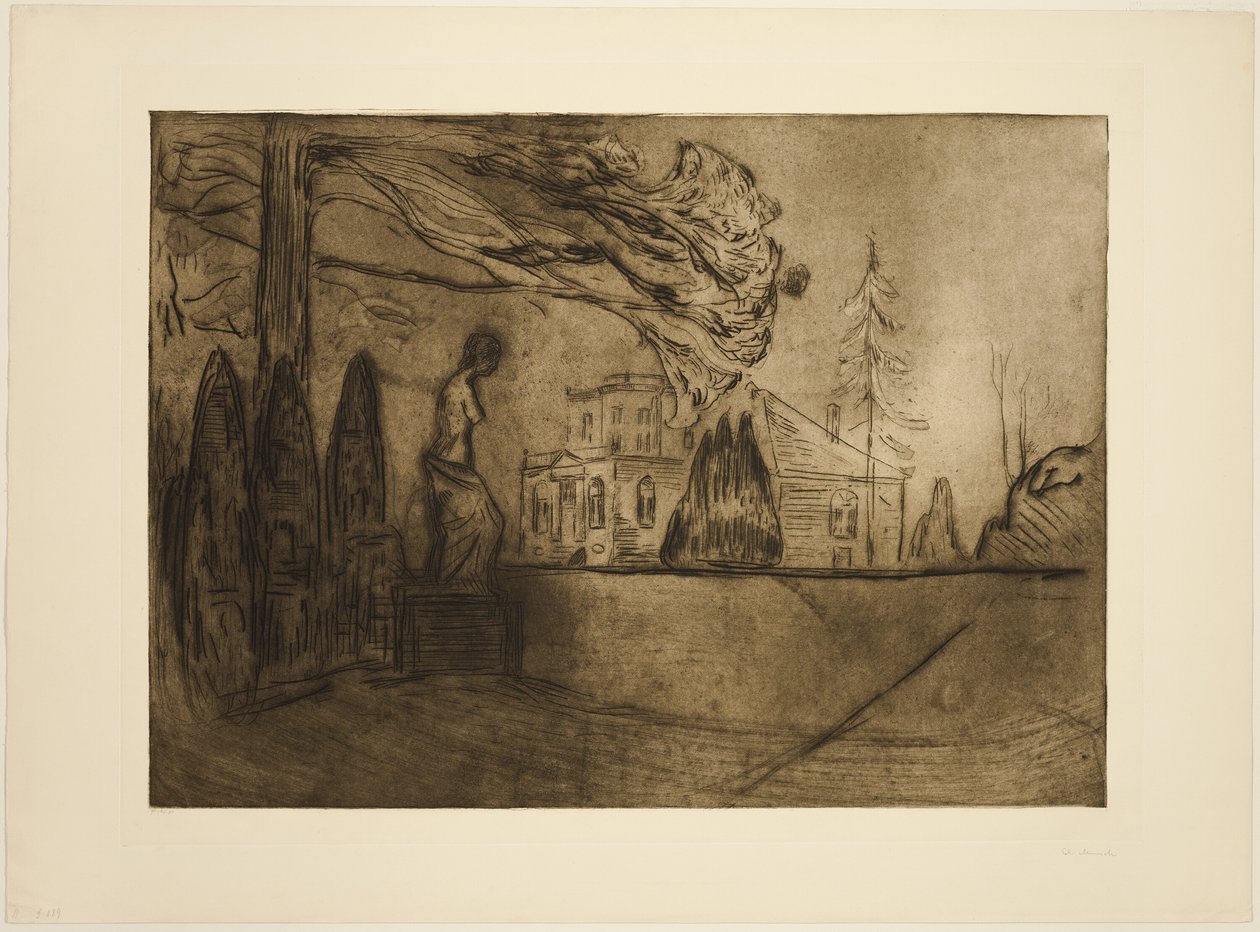 Puutarha yöllä tekijältä Edvard Munch