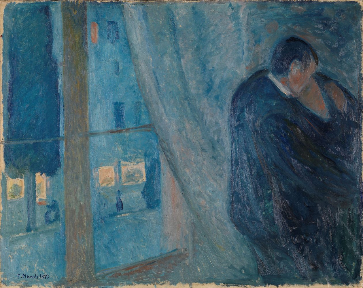 Suudelma, 1892. tekijältä Edvard Munch