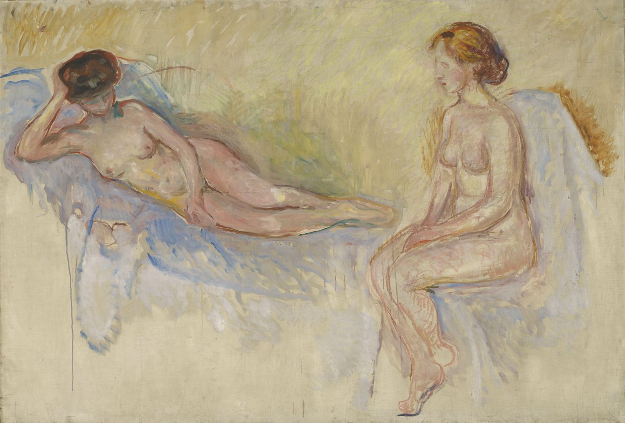 Two Nudes, n. 1902-3 (öljy kankaalle) tekijältä Edvard Munch